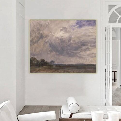 Citon John Constable《Landscape with Grey Windy Sky》Canvas Art Oil painting Artwork Picture Backdrop Wall Decor Home Decoration