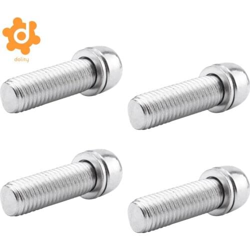 Dolity 4Pcs Bicycle Stem Screws Water Bottle Cage Bolts Socket Screws Silver M7 for Mountain Bike Motorcycle Racing Cycling Tool