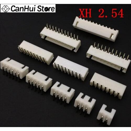 50PCS XH-2.54 Pitch 2.54MM Connector Curved Needle Seat/Straight needle holder Socket 2P-12P XH-A/XH-AW