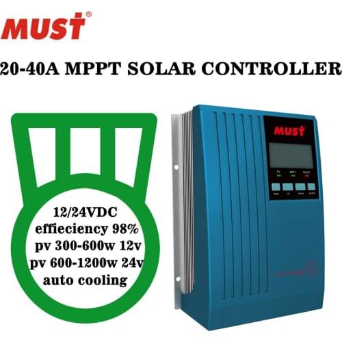 MUST Solar PC1600A 20A 30A 40A Max PV 145V MPPT Solar Charge Controller 12V 24V Li-thium lead-acid Battery Solar Regulator