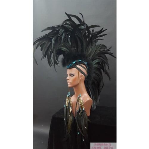 Cosplay Fashion black show angel wing catwalk underwear show props festival Angel Feather heads decor costume party supply