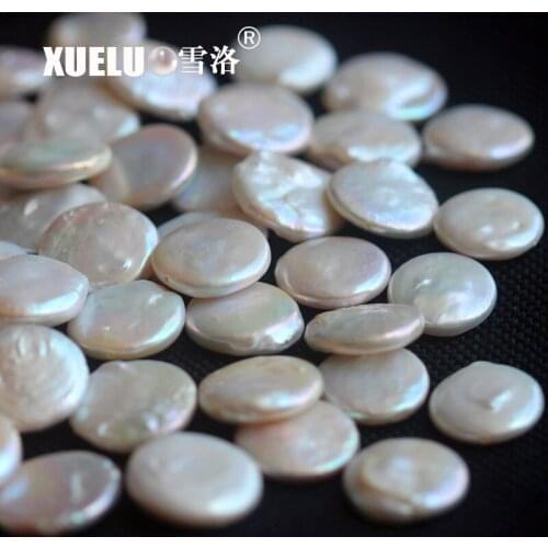 XUELUO 3pcs/Pack 20-25mm Full Drilled Round Coin Natural Baroque Freshwater Loose Pearl Beads for earrings,pendant, DIY pearls