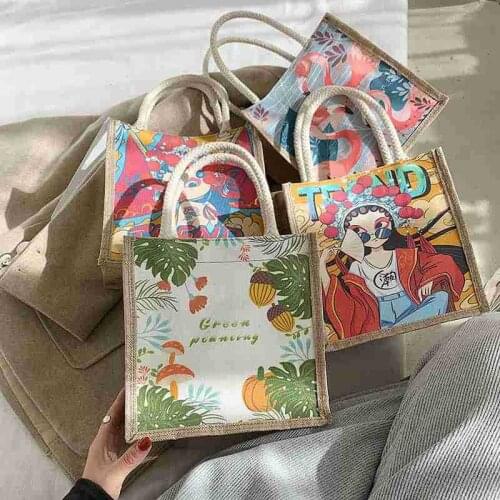 Small Handbags for Women Linen Favor Bags Shopping Bag Canvas