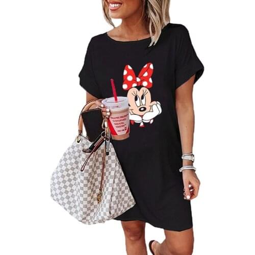 Mickey Mouse Minnie Mouse Kawaii Funny Summer Dresses Plus Size Women Clothing Black Elegant Dresses For Women Gothic Clothes