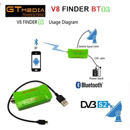 GTMEDIA Mini Satellite finder Bluetooth DVB-S2 V8 Finder BT03 Satfinder Supports Android ios System For HD 1080p