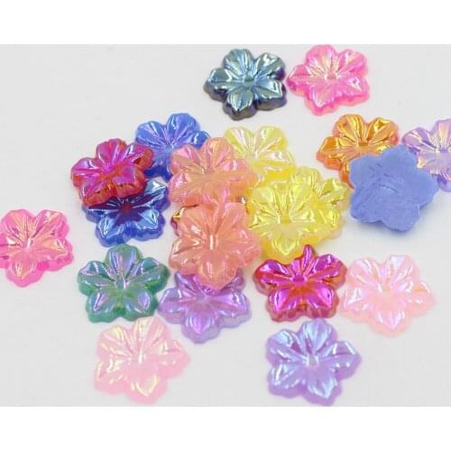 New 100pcs/Lot 13mm Multi Jelly AB Colors Peony Flower Design Acrylic Rhinestone, Crystal Cabochons, Jewelry Accessories