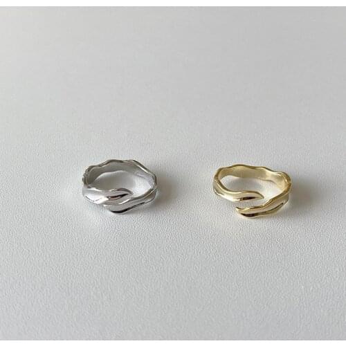2021 New Simple Lines Irregularity Quilted Figure Rings for Woman and Man Golden Open To Adjust Couple Rings Jewelry Wholesale