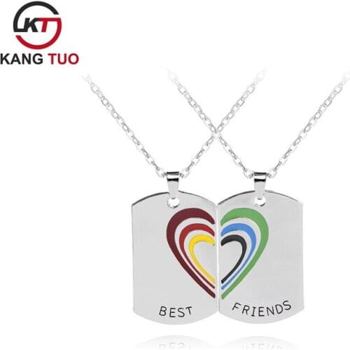2018 New Arrival Best Friend Necklace Loving Heart Pendant Necklace High Quality Alloy Jewelry Wholesale 24pairs/lot