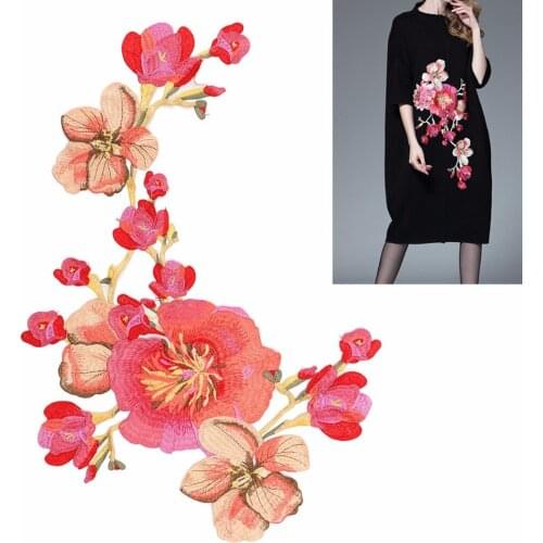 New Blossom Long Flower Applique Clothing Embroidery Patch Sew On Sew Cloth DIY 55*32cm