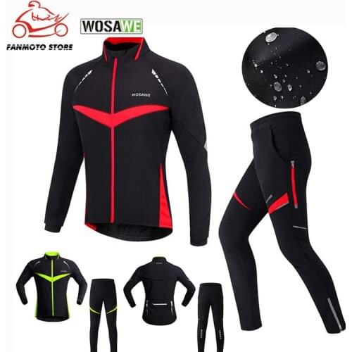 WOSAWE Autumn Winter Motorcycle Jackets and Pants Warm Riding Set Off-road Cycling Clothing Motorbikes Suit Moto Thermal Jacket