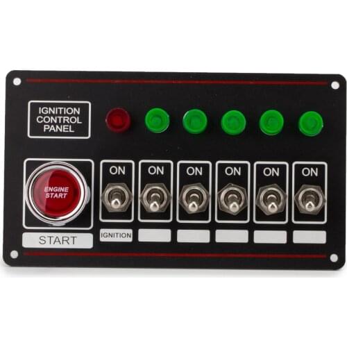 12V 40A Switch Panel Ignition Switch+6 Toggle Quick Off Switch Engine Start Button With 6 Indicator Light For Racing Car