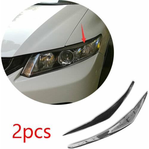 Fit For Honda Civic 9th 2012 2013 2014 2015 2pcs Real Carbon Fiber Front Headlight Lamp Cover Trim