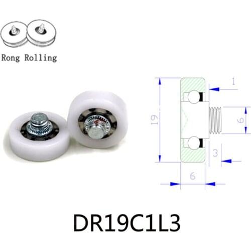 19X6 POM material encapsulated bearing with screw,roller diameter 19mm,thickness 6mm,Wardrobe pulley,furniture pulley