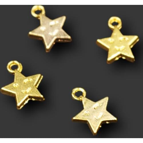 30pcs Gold Plated 3D Five-Pointed Star Pendant Hip Hop Earrings Bracelet Metal Accessories DIY Charm Jewelry Crafts Making M810