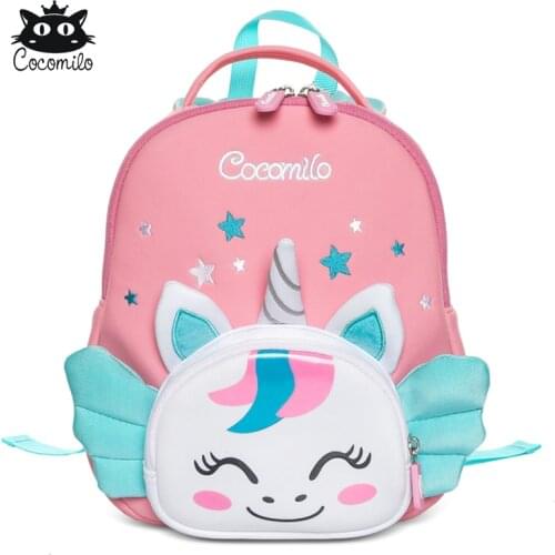 Cocomilo 3D Cartoon Unicorn Kids School Bag Kawaii Soft Pink Unicorn Cute Kindergarten Backpack Toddler Baby Bag Children Gift