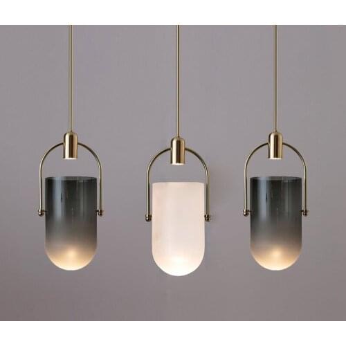 Nordic single head small chandelier glass dining room lamp chandelier bar coffee personality creative bedroom bedside chandelier