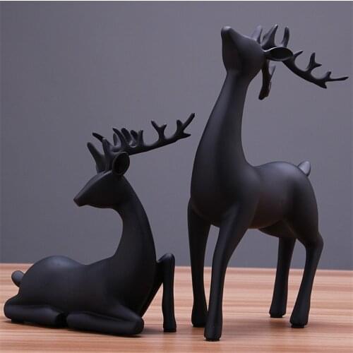 Home Decor Statues Resin Deer Figurine Statue Home Decoration Accessories Craft Sculpture Creative Gifts Modern Desktop Ornament