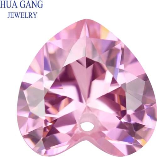 Loose CZ Single Hole AAAAA Heart Shape Pink Cubic Zirconia Stone For Jewelry Making 4x4~12x12mm High Quality