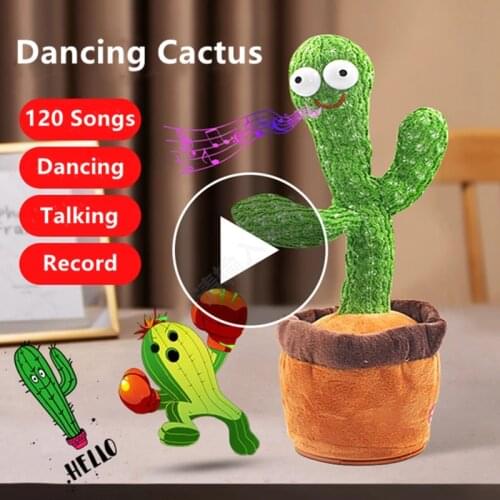 Dancing Cactus Record Repeat Talking Twist Dancer Cactus Plush Doll Stuffed 120 Songs Baby Early Education Toys Gift Home Decor