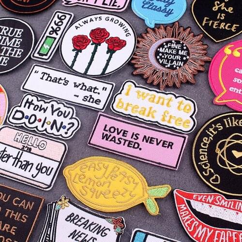 Slogan Letter Patches For Clothing Thermoadhesive Patches DIY Words Patch Badges Iron on Embroidery Patches on Clothes Applique