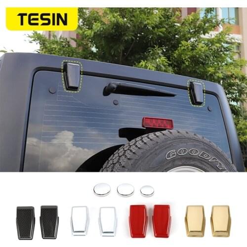 TESIN Car Exterior Liftgate Rear Door Window Glass Hinge Cover Decoration Stickers for Jeep Wrangler JK 2007 -2017 Car Styling