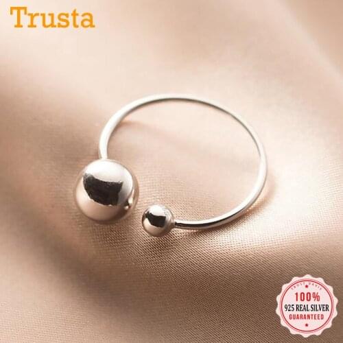 Trustdavis Genuine 925 Sterling Silver Valentines Day Sweet Big Small Ball Opening Ring For Women Fashion Fine Jewelry DB436