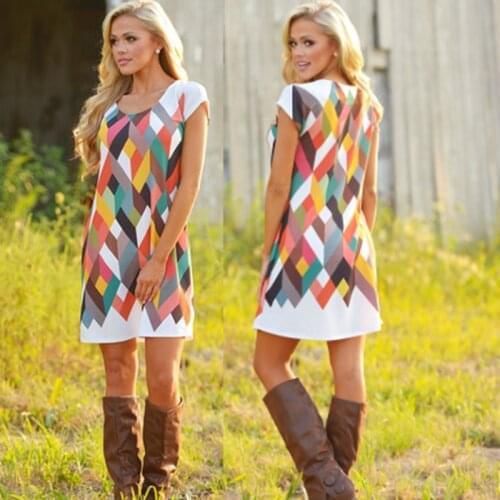 Vestidos 2018 New Fashion Casual Solid Short Sleeve Mini Dresses Multicolor Printing Slim Female Dress Shirt