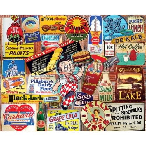 Vintage Signs DIY Full Diamond Embroidery 5D Diamond Painting Mosaic Cross Stitch Nostalgia Collages Art Needlework Home Decor