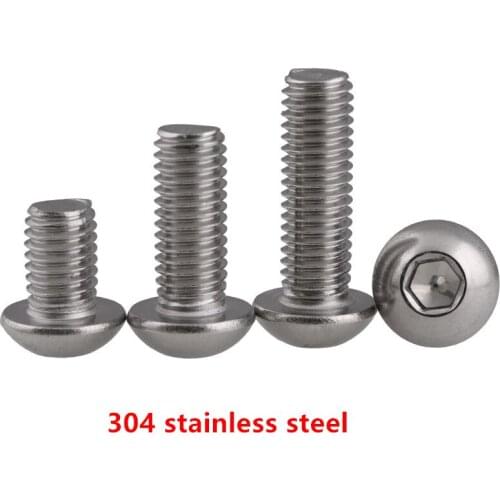 20pcs M4 304 Stainless Steel Round Head Screws Mushroom Hexagon hex Socket Button Head Screw Bolt