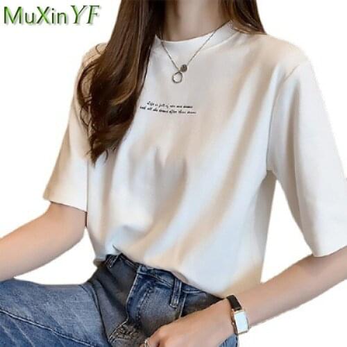 Women Summer Casual Print Letter T Shirt 2021 Japan Korean Fashion Leisure Loose Short Sleeve O-Neck Tops Lady Student Pullover