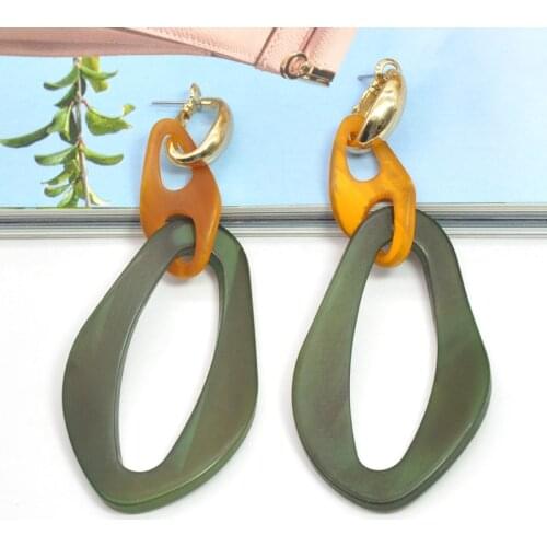 High Quality Geometric Acrylic Earrings For Women Bending Oval Dangle Drop Earring 2020 Brincos Female Wedding Gift Jewelry