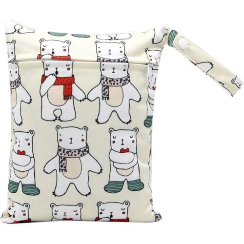 1PC Travel TPU Wet Bags Baby Waterproof Cloth Diaper Bag Single Zipper Print Reusable Baby Nappy Wet Dry Bags Wetbags 20x25cm