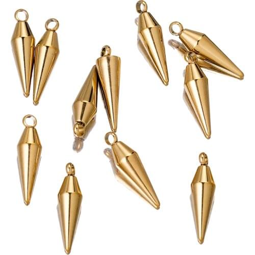 10pcs Lot Gold Stainless Steel Cone Earring Dangles Charms for Designer DIY Jewelry Making Supplies Bulk Bracelets Wholesale