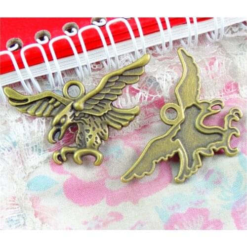 20pcs 43.5*26MM Charms Hawk Eagle Antique Bronze Plated Pendants Making DIY Handmade Jewelry