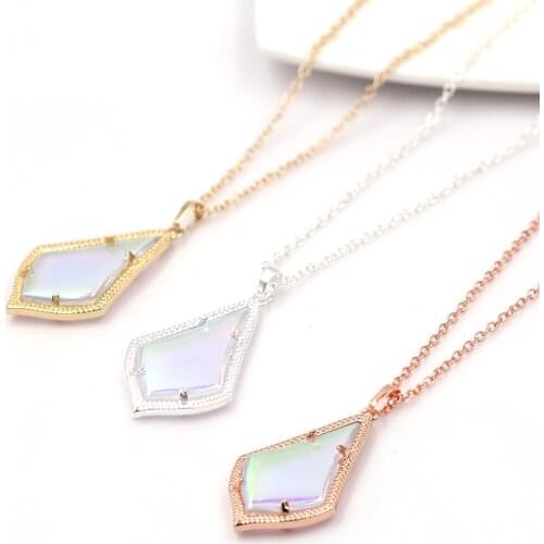 2020 New Fashion Great Quality AB Shinny Water Drop Long Chain Pendant Necklace for Women
