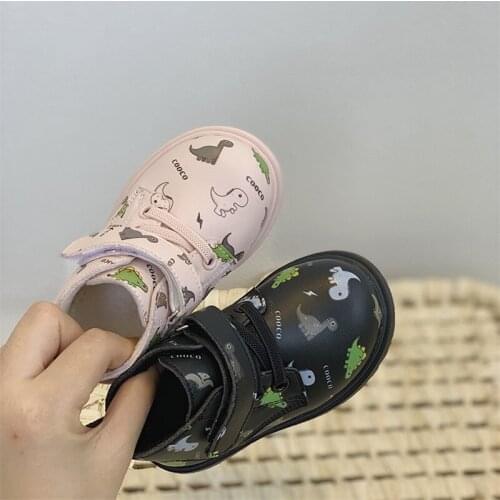 2020 winter new baby high-top cute toddler boots boys dinosaur hook round head cotton warm boots girls cartoon baby martin boots