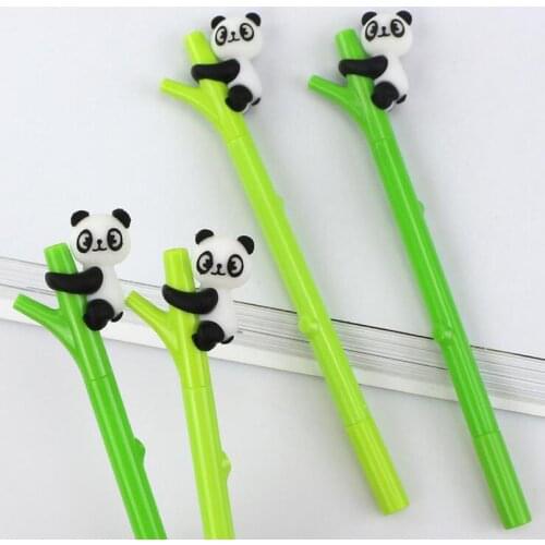 24 PCs Creative Cute Cartoon Panda Neutral Pen Panda Bamboo Pen Black for Students Kawaii School Supplies Pen for Writing