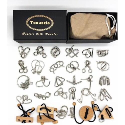30PCS/Set Metal Wire Puzzle Traditional Magic Brain Teaser Puzzles Game for Kids Adults