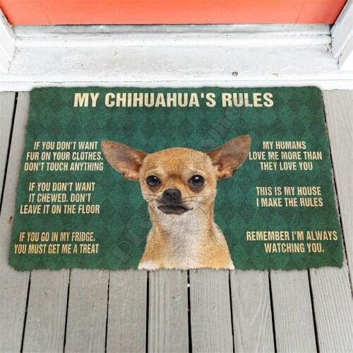 Printed 3D My Chihuanuas Hounds Rules Doormat Non Slip Door Floor Mats Decor Porch Doormat