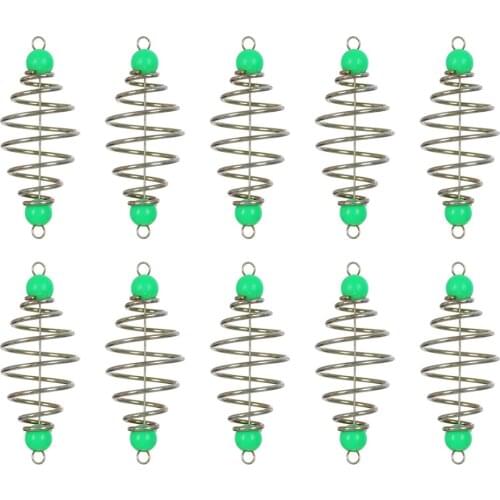 5Pcs/Set Stainless Steel Olive Shape Fishing Bait Spring Lure Inline Hanging Tackle Feeder Fish Tools Accessories