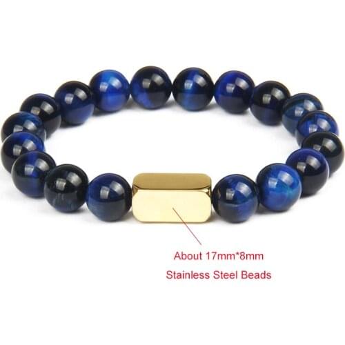 Ailatu Charm Stainless Steel Logo Bracelets 10mm Natural Beads Jewelry Hand Made Jewelry Present, Gift, Accessories Stone Trendy