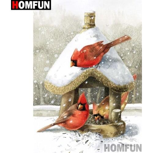 HOMFUN Full Square/Round Drill 5D DIY Diamond Painting "Winter bird" Embroidery Cross Stitch 5D Home Decor Gift A30148