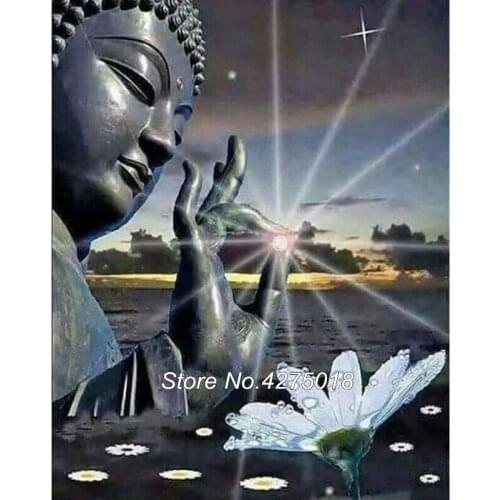 5D DIY full Square Round drill Diamond drawing Cross Stitch Religion Buddha lotus Rhinestones Embroidery Mosaic home decor YG667