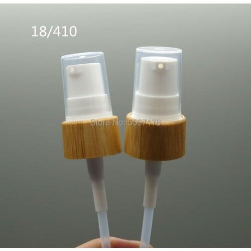 100pcs 18/410 Cosmetic Bamboo Lotion Pump Head Accessories,Cream/Emulsion Pump Head Cap/Lid Cosmetic Containers White