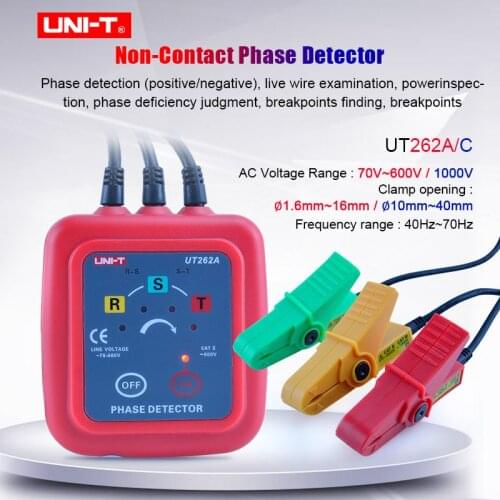 Non-Contact 3 Phase Detector UNI-T UT262A UT262C;live wire detection;phase identipcation;missing-phase judgment AC voltage meter