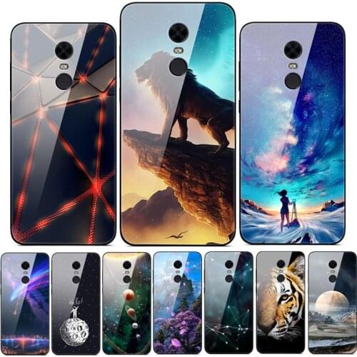 For Xiaomi Redmi 5 Plus Case Cute Patterned Glass Back Hard Cover Case For Xiaomi Redmi 5 Phone Case Funda Redmi5+ Redmi 5Plus