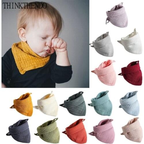 Baby Infant Double Layer Cotton Bib Newborn Solid Color Triangle Scarf Feeding Saliva Towel Bandana Burp Cloth Baby Stuff