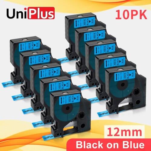 UniPlus 12mm Label Tape D1 45016 Compatible Dymo Tape Black on Blue Printer Ribbon 7m Length for Dymo Label Maker LabelPoint 300