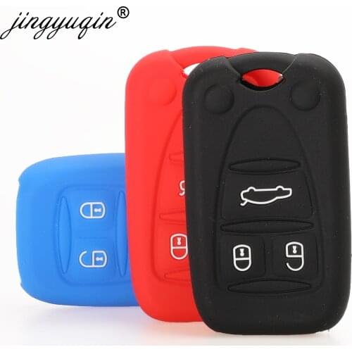 Jingyuqin 3 Buttons Silicone Car Key Case for ALFA Romeo 159 Giulietta Brera 156 A159 Q4 GT 946 Spider Key Fob Cover Holder