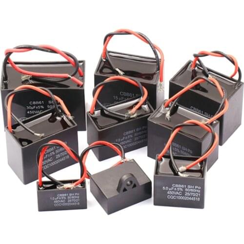 1pcs CBB61 450V 1uF 1.2UF 1.5UF 2UF 2.5UF 3UF 4UF 5UF 6UF 7 8UF 10 12 14 18 20 25UF Terminal Ceiling Fan Motor Running Capacitor